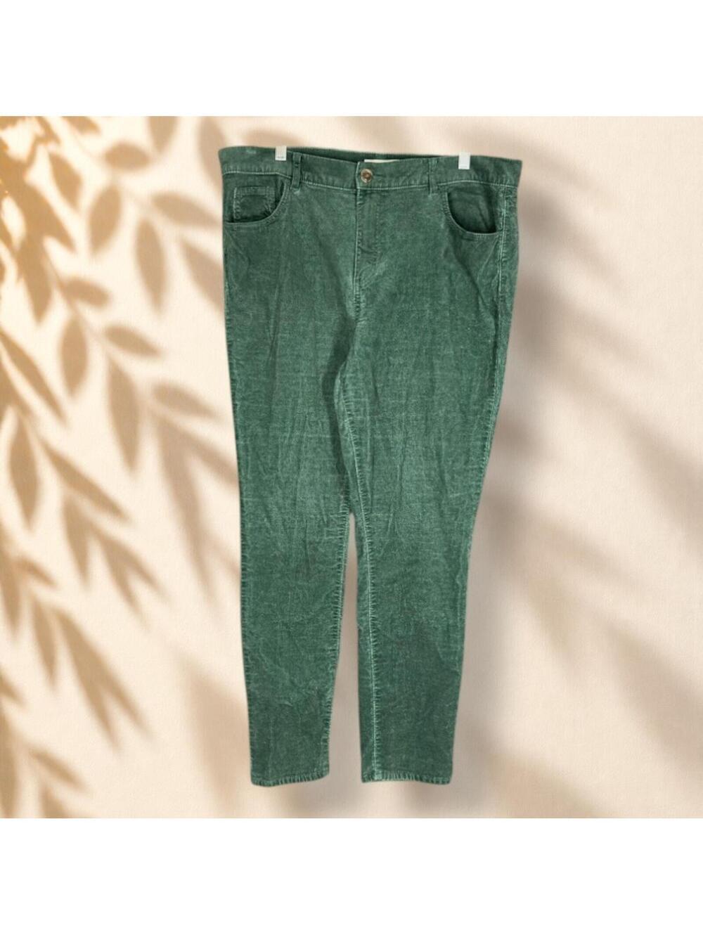 Loft Jeans Women M Medium Green Denim Dark Wash High Rise Pockets Tapered Casual
